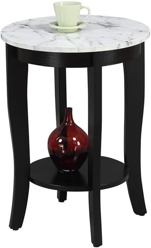 Concepts Round Faux Marble End Table