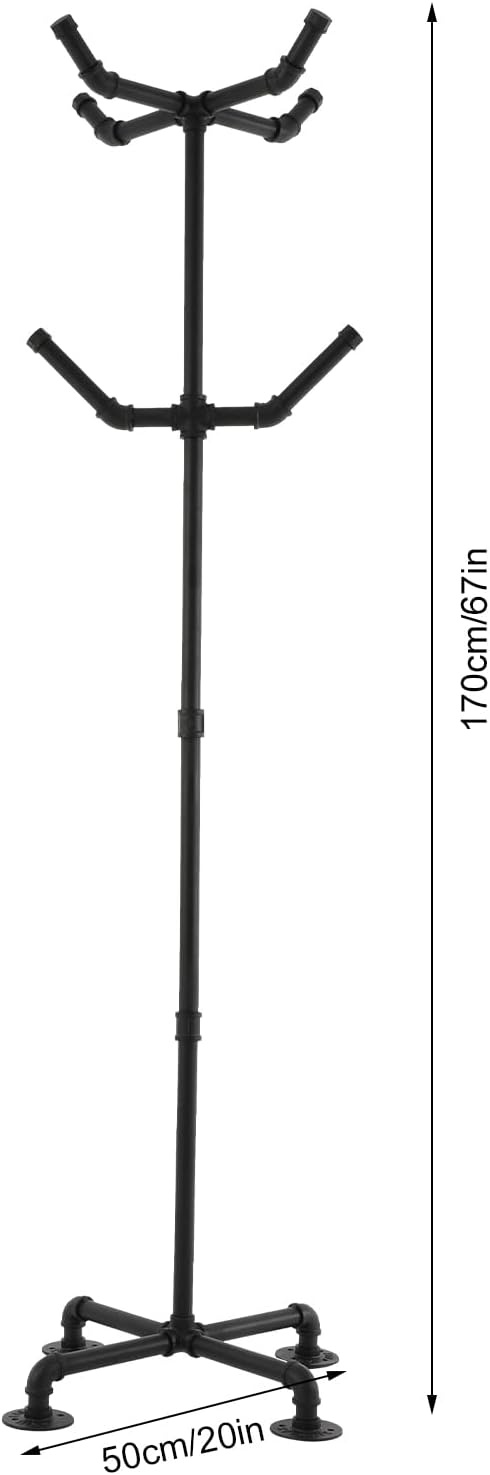 Black Industrial Pipe 6 Hooks Coat Rack