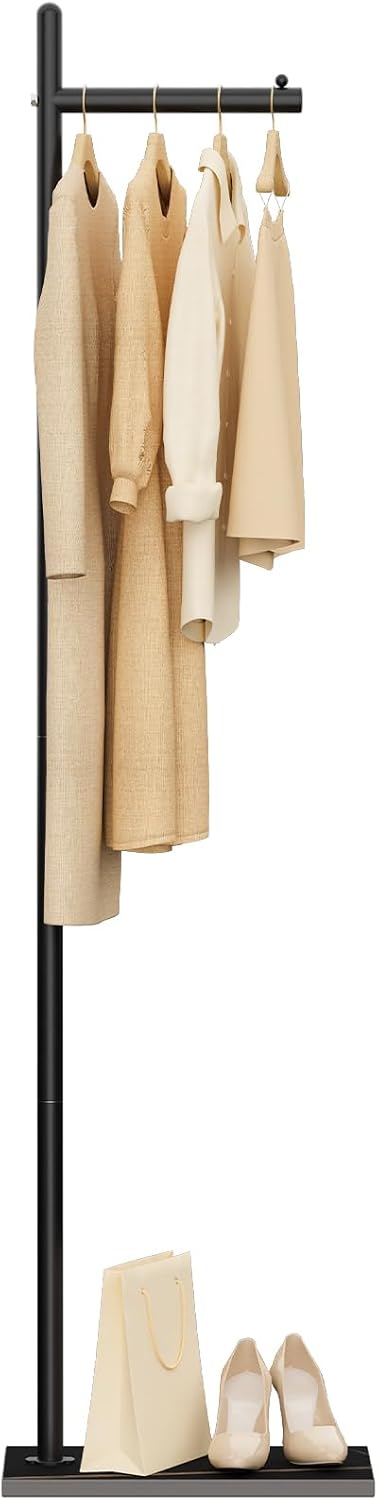 Black L-Shaped Rock Base Coat Rack