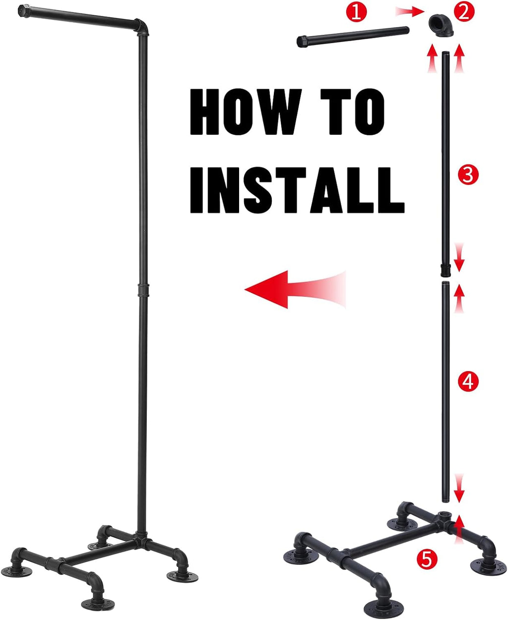 Black Industrial Pipe Garment Rack