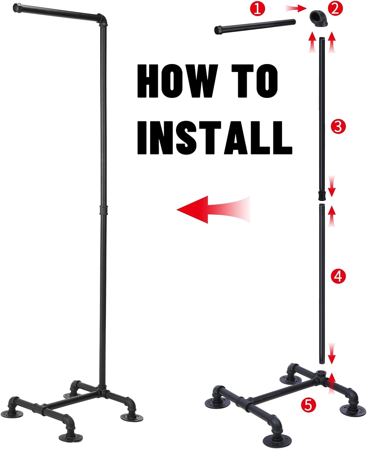 Black Industrial Pipe Garment Rack