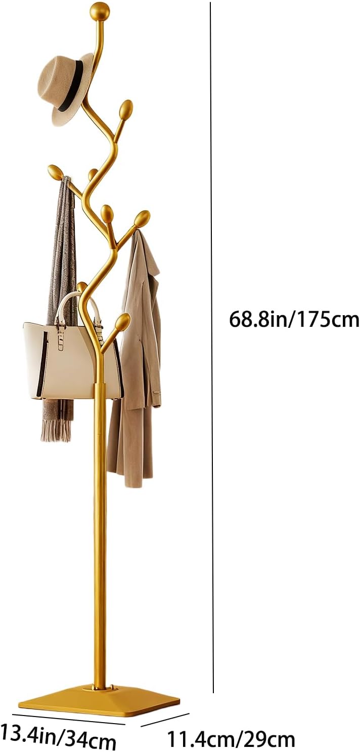 Gold Tree Shaped Freestanding Coat Rack