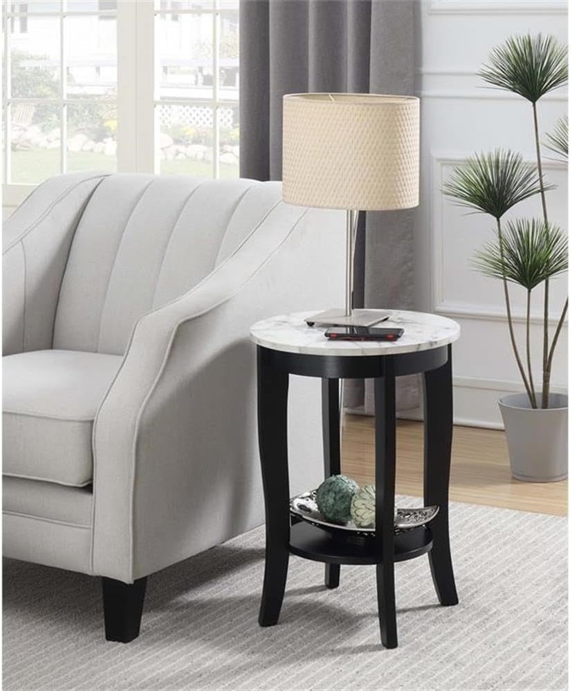 Concepts Round Faux Marble End Table