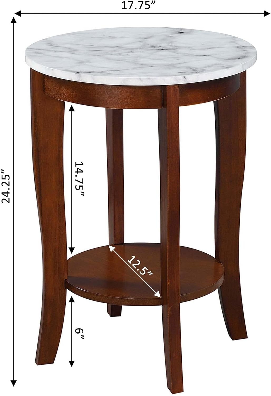 Concepts Round Faux Marble End Table