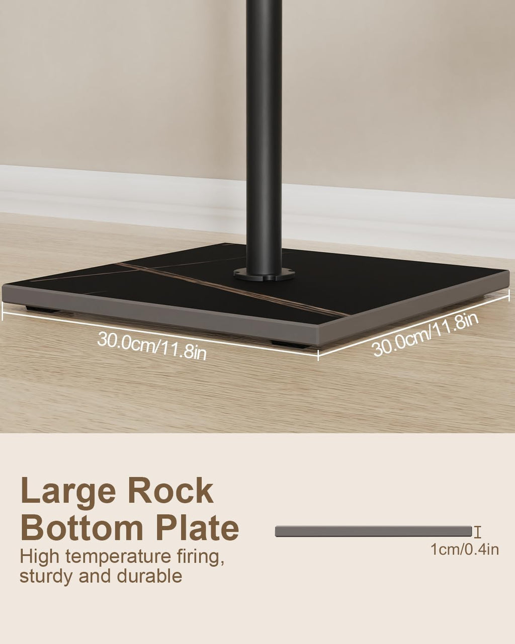 Black Metal Coat Rack With Rock Slab Base