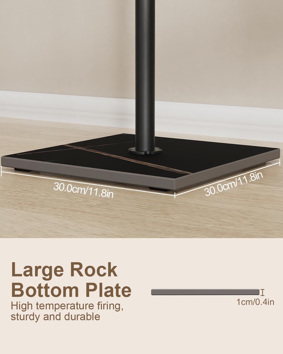 Black Metal Coat Rack With Rock Slab Base
