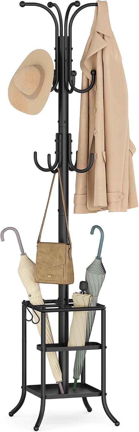 Metal Coat Rack With Umbrella Holder