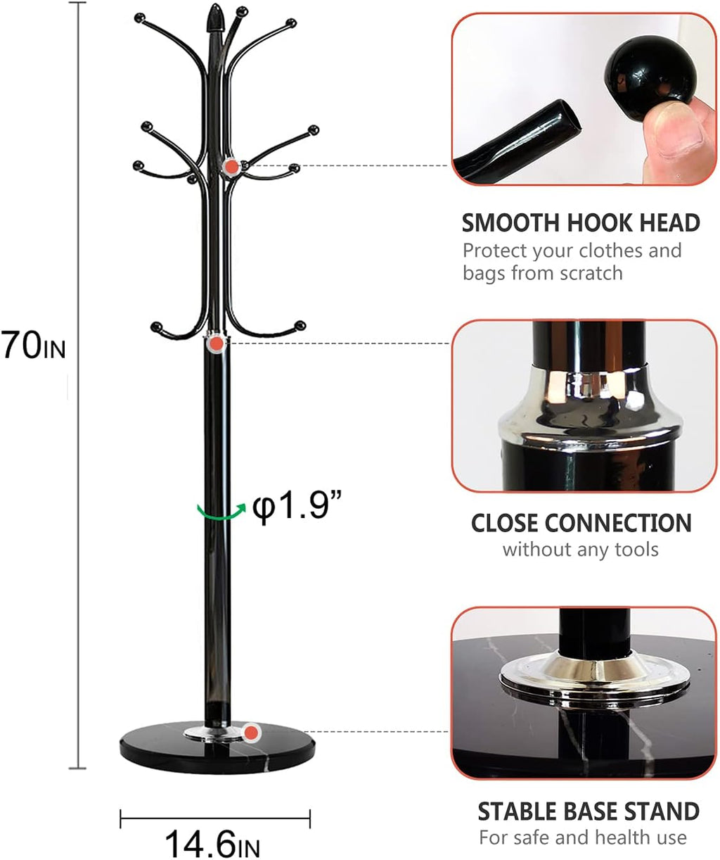 Black Marble Base Coat Rack Stand