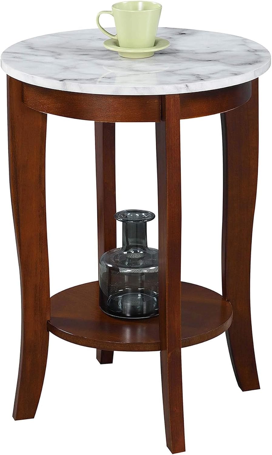 Concepts Round Faux Marble End Table