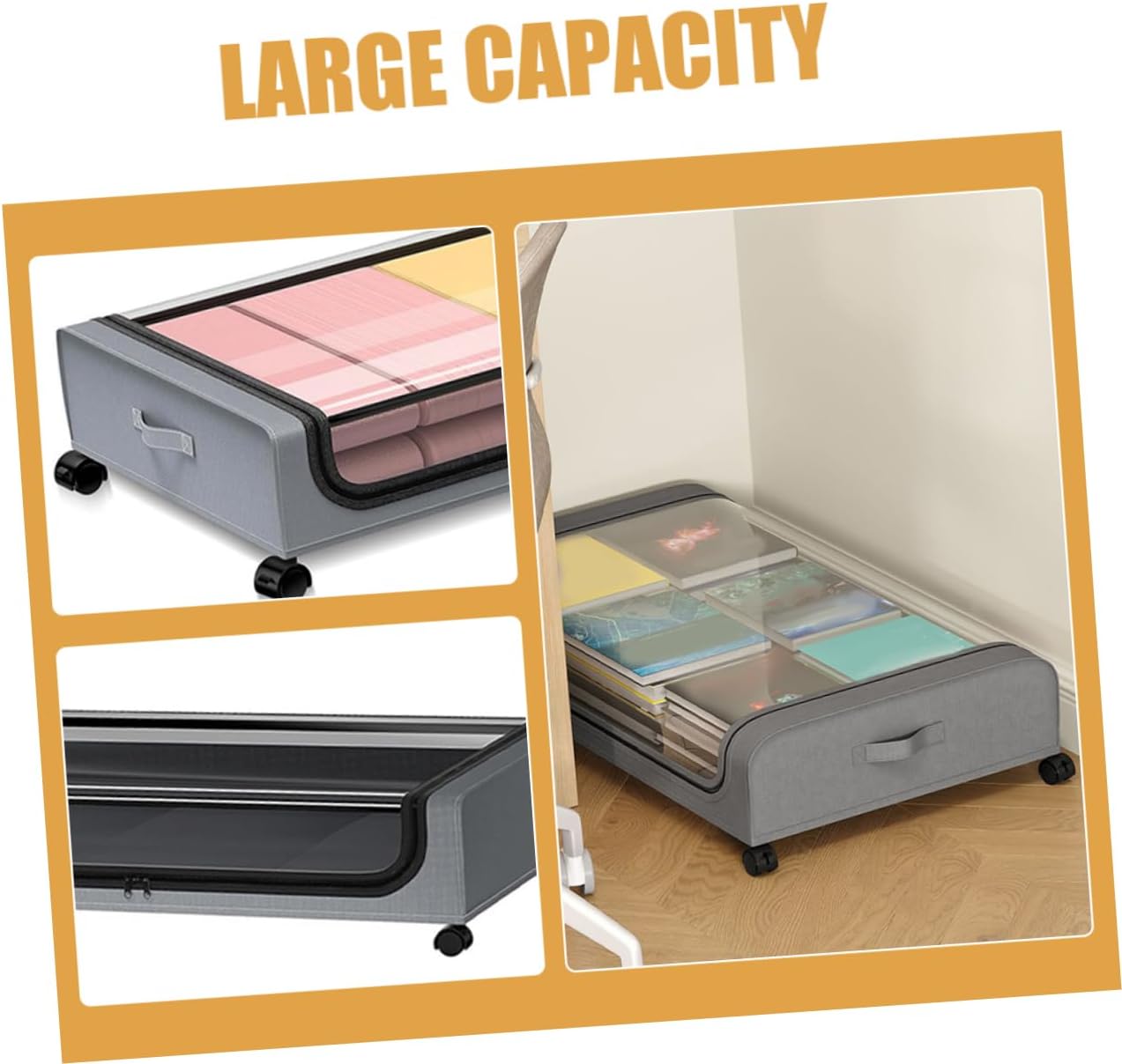 Cabilock Rolling Under Bed Storage Bin