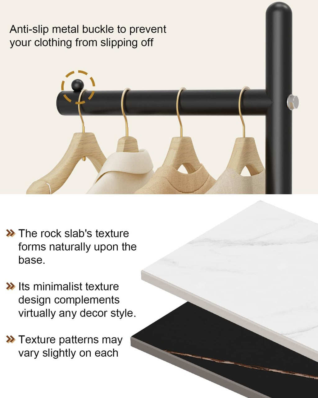 Black L-Shaped Rock Base Coat Rack