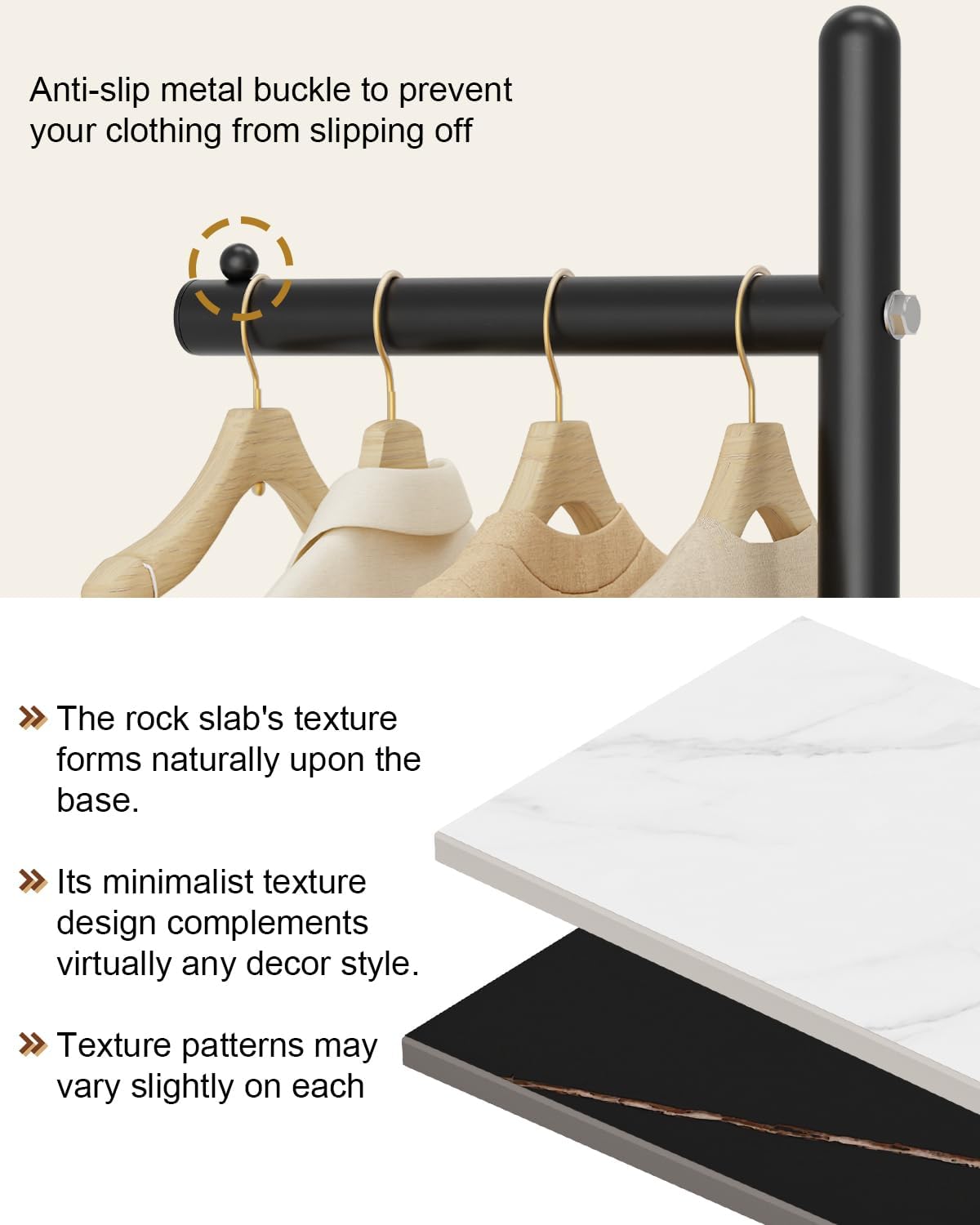 Black L-Shaped Rock Base Coat Rack
