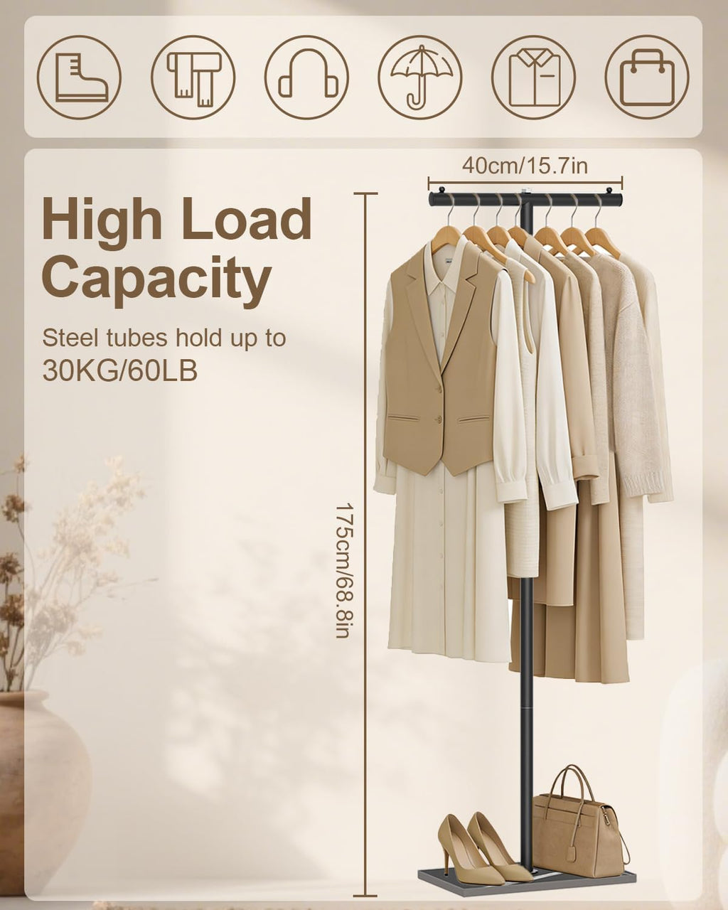 Shaped Metal Coat Rack With Rock Slab Base