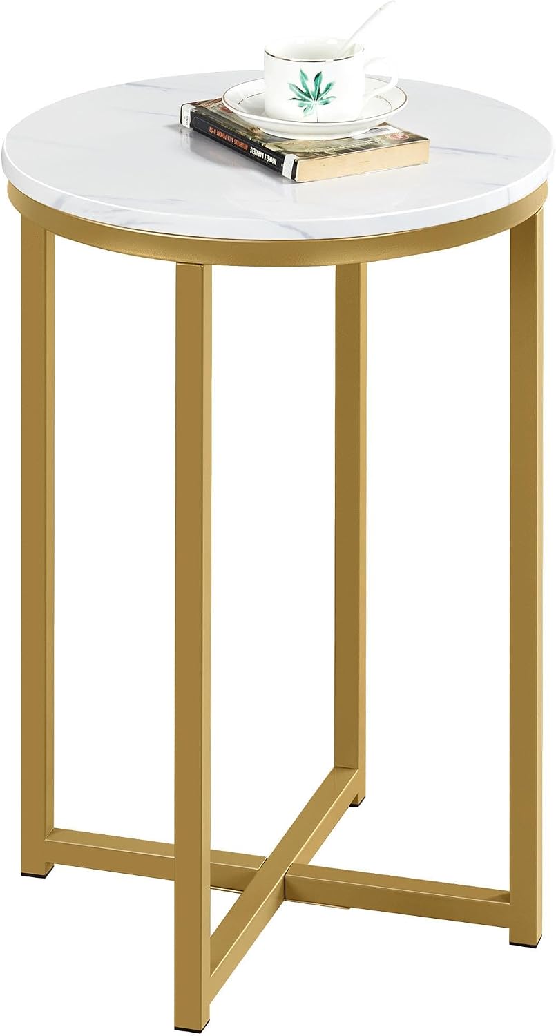 Gold Faux Marble Side Table