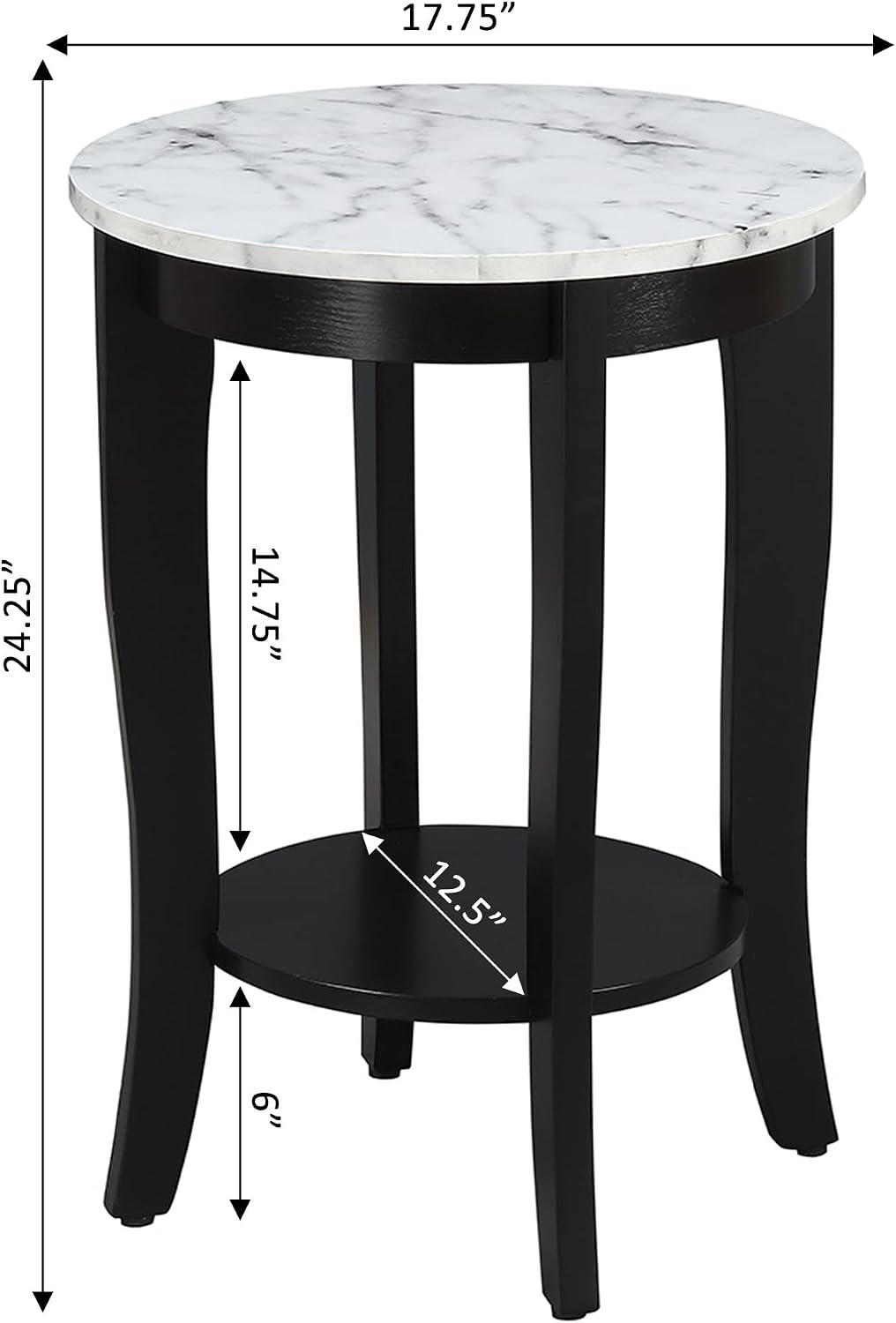 Concepts Round Faux Marble End Table