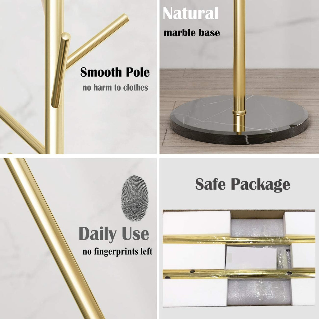 Golden Marble Base Coat Rack Stand