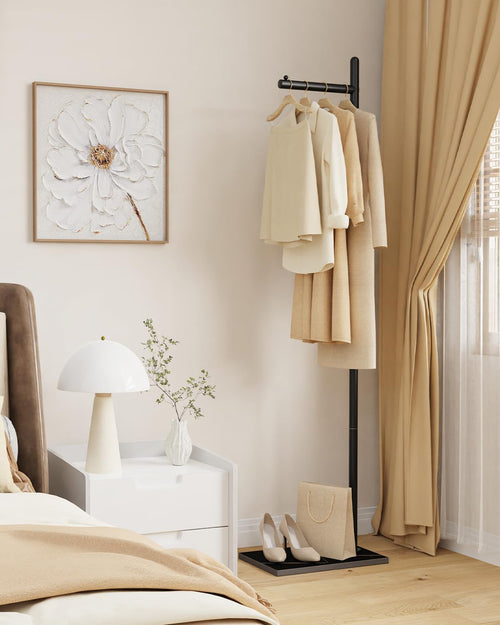Black L-Shaped Rock Base Coat Rack