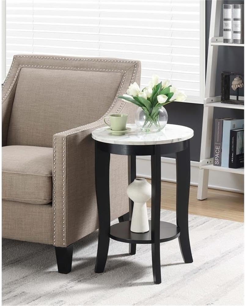 Concepts Round Faux Marble End Table