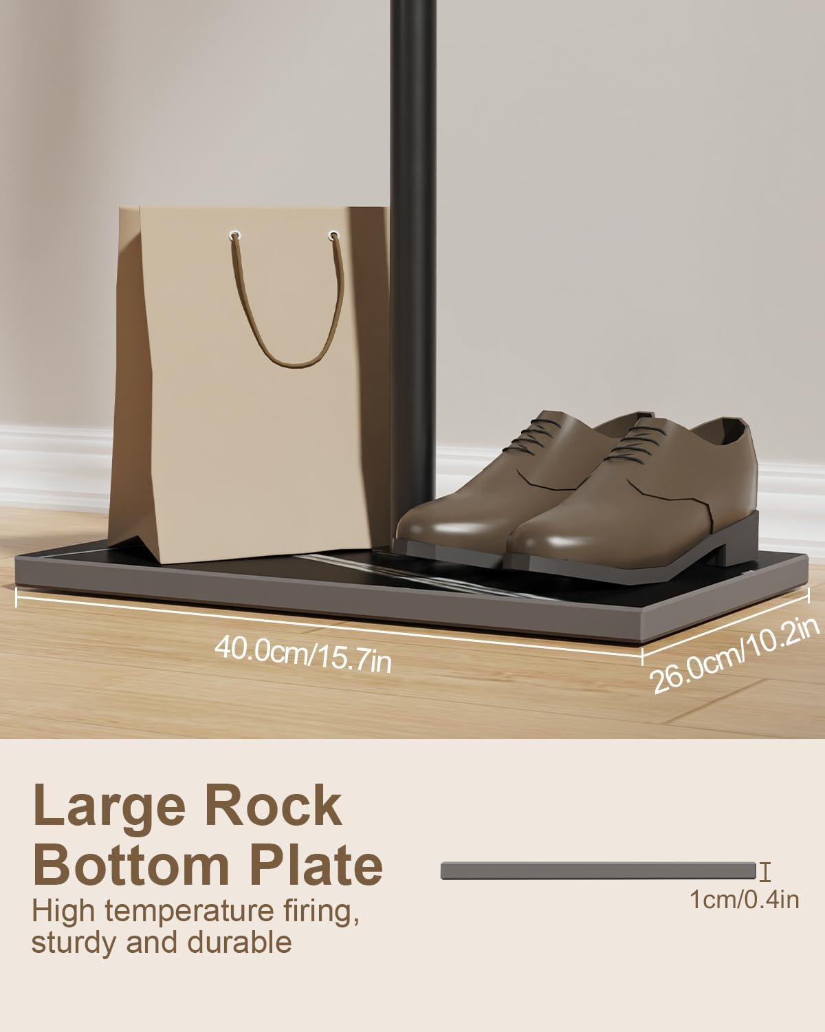 Shaped Metal Coat Rack With Rock Slab Base