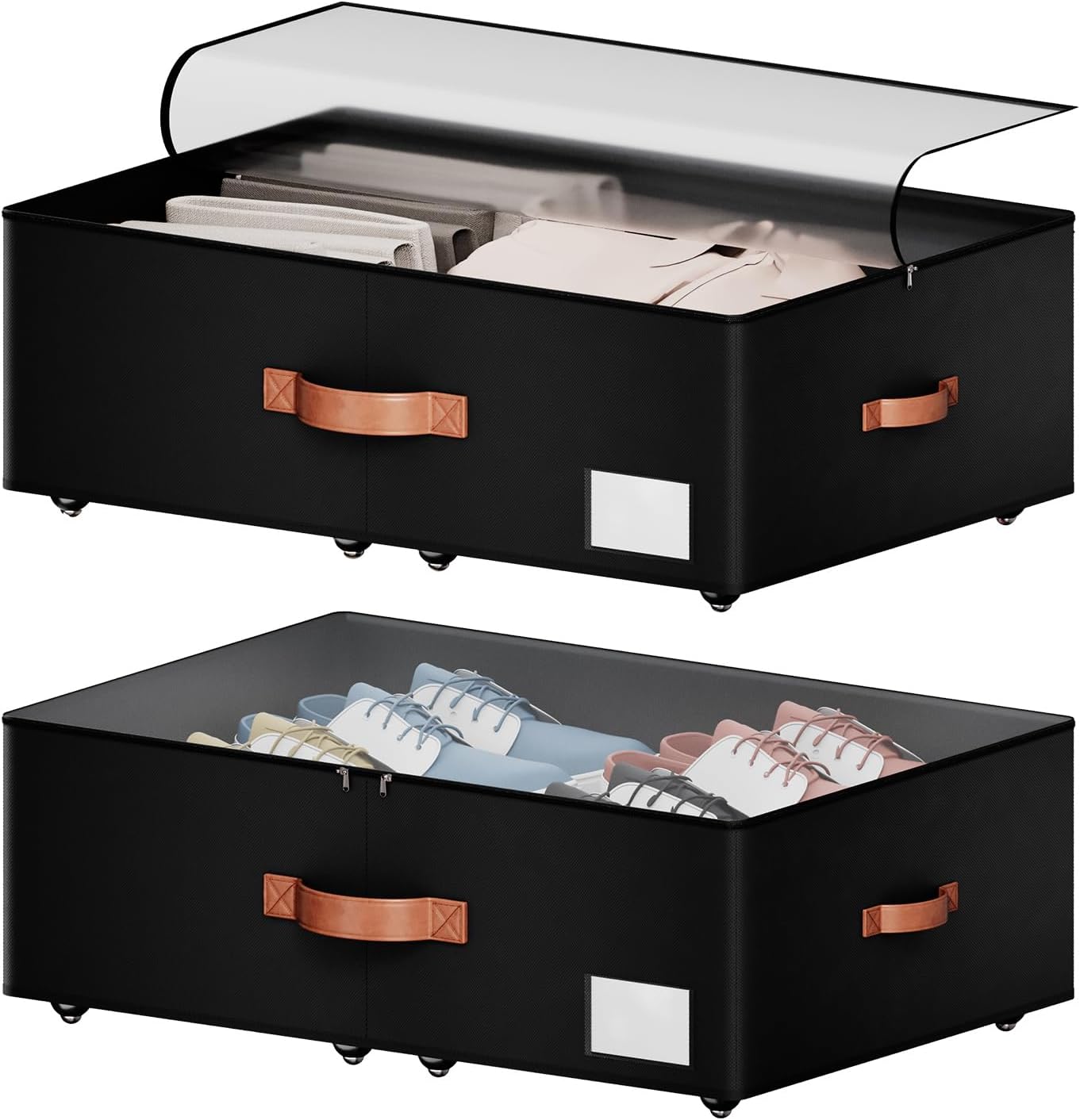 Black Rolling Under Bed Storage Drawers