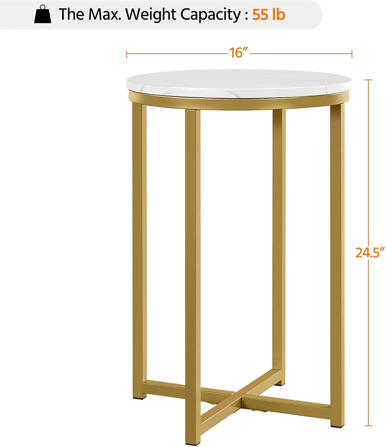 Gold Faux Marble Side Table