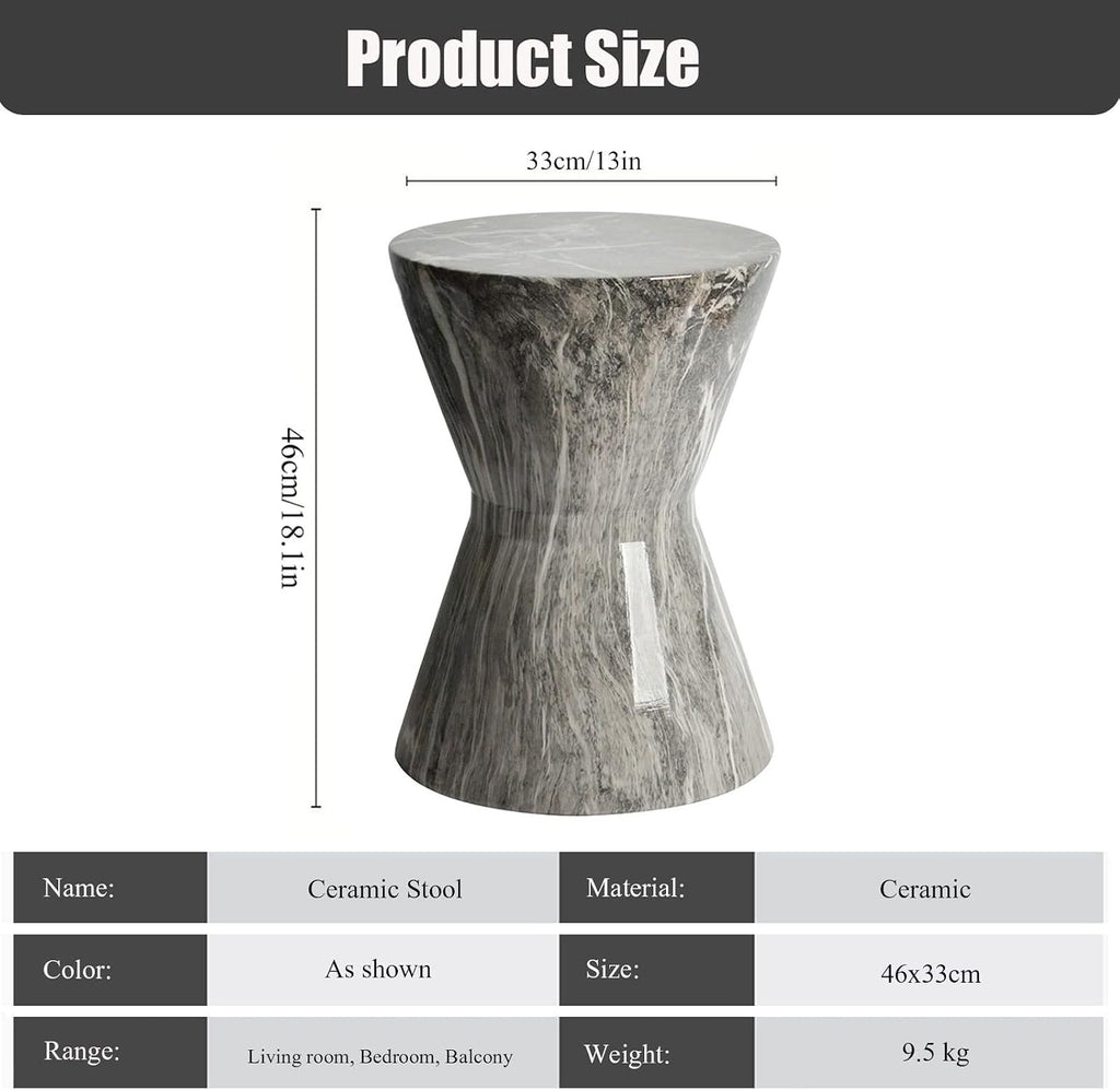 Ceramic Faux Marble Garden Stool