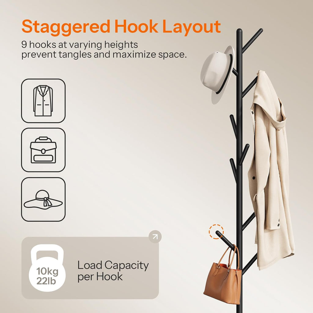 Rustic Brown Wooden Base Coat Rack