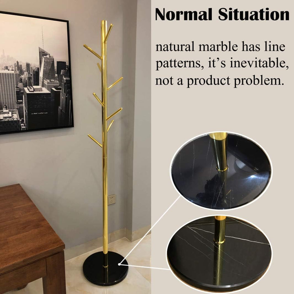 Golden Marble Base Coat Rack Stand