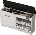 White Cushioned Shoe Storage Bench