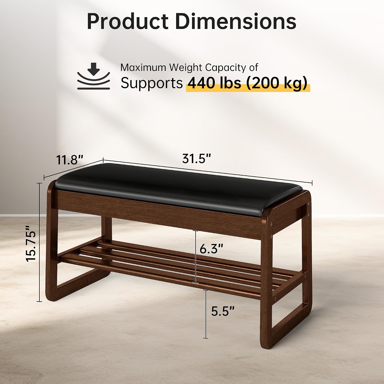 Wood Cushioned Flip Top Shoe Bench