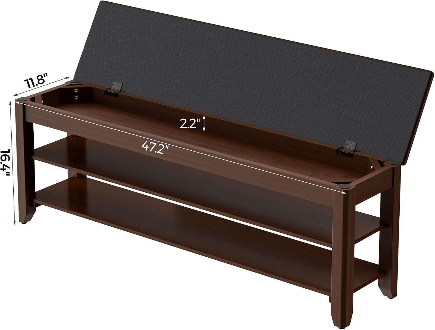 Walnut Cushioned Flip Top Shoe Bench