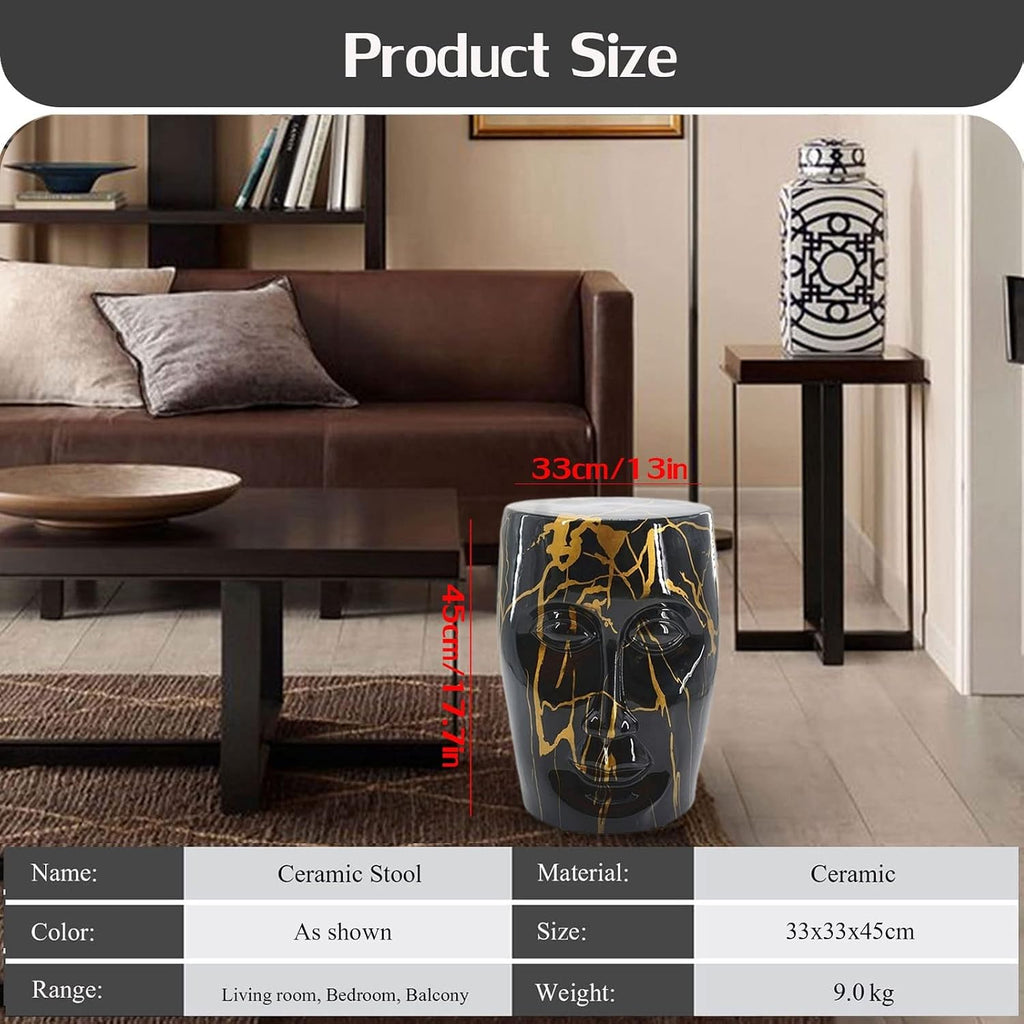 Black Gold Ceramic Garden Stool
