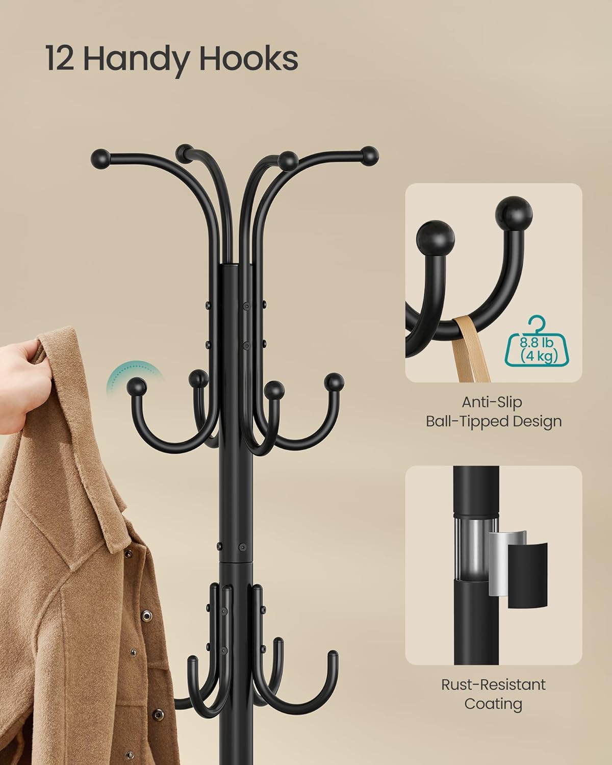Metal Coat Rack With Umbrella Holder
