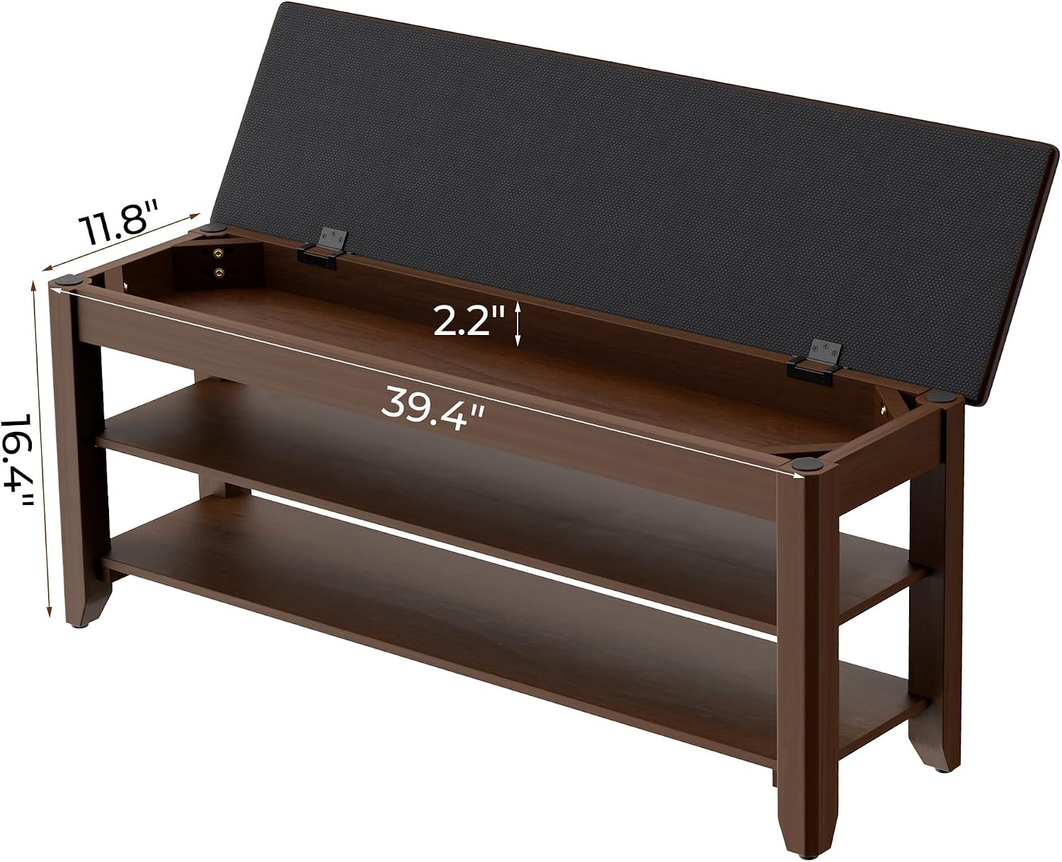 Walnut Flip Top Shoe Storage Bench