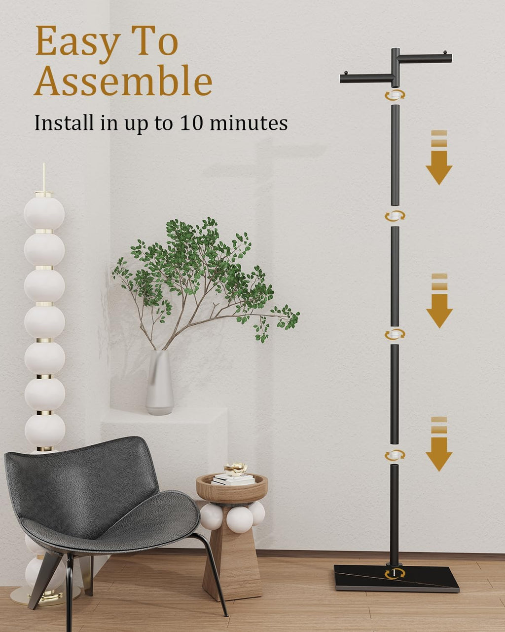 Shaped Metal Coat Tree With Rock Base