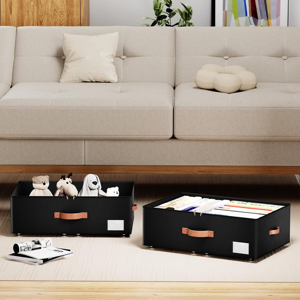 Black Rolling Under Bed Storage Drawers
