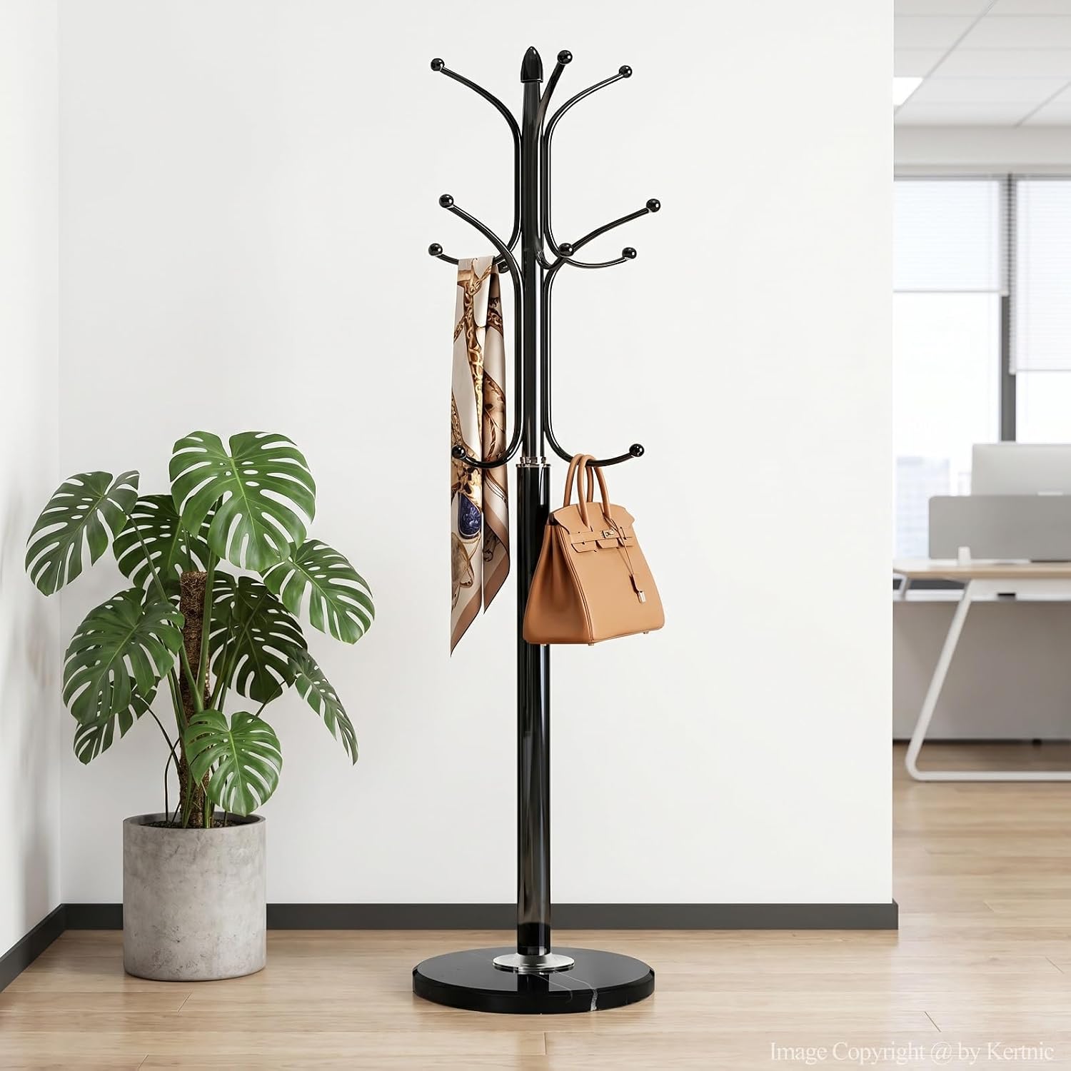 Black Marble Base Coat Rack Stand