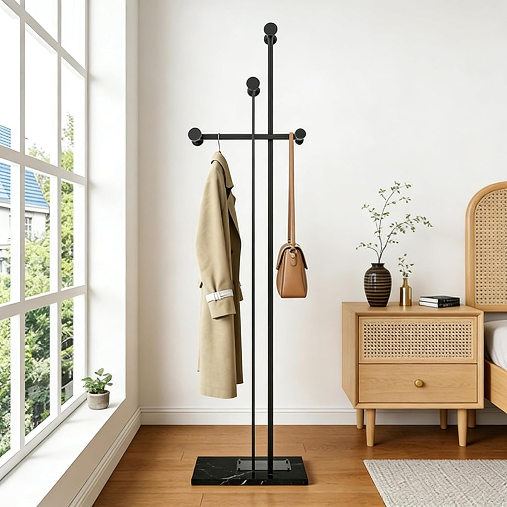Black Marble Base Metal Coat Rack