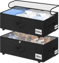 Black Rolling Lidded Under Bed Storage Bins