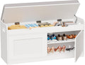 White Cushioned Lift Top Shoe Storage Bench