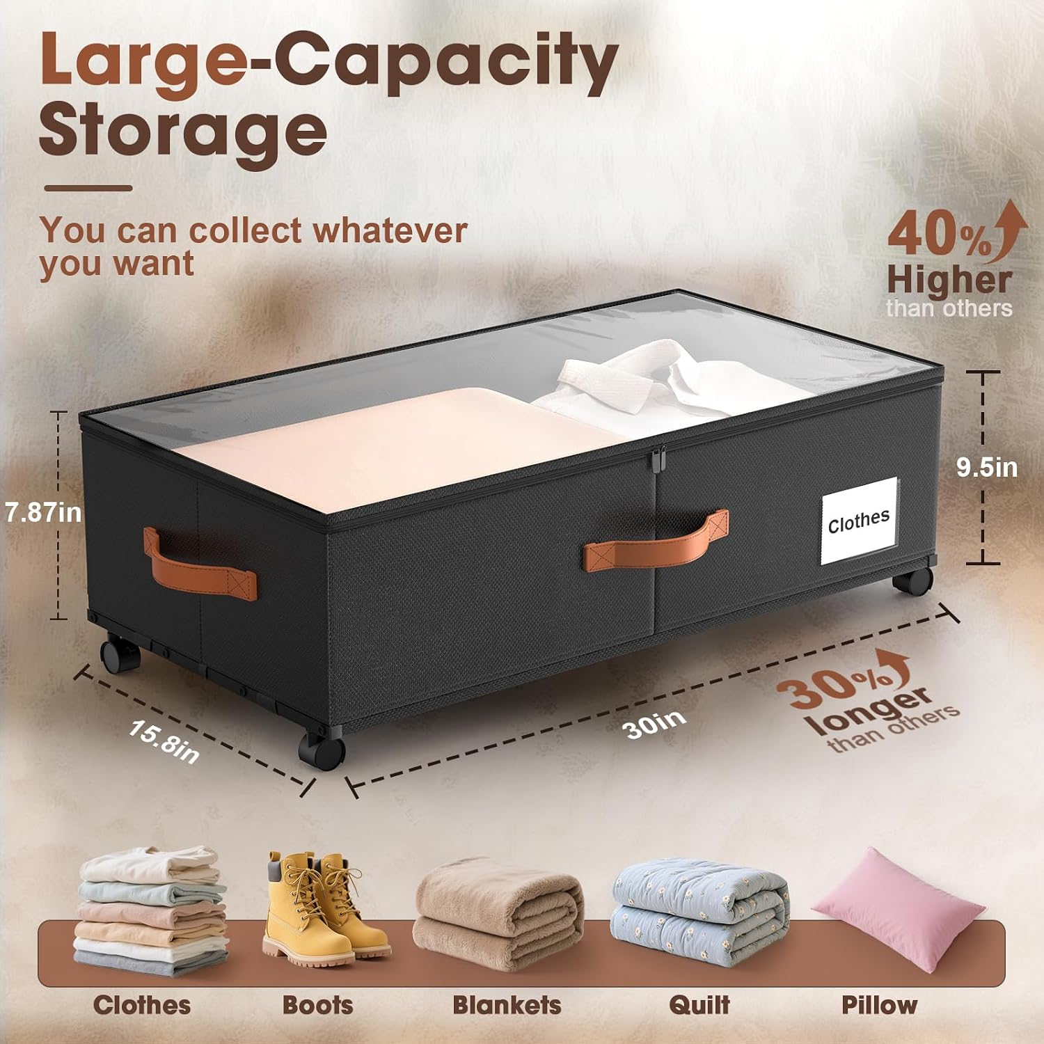 Rolling Under Bed Storage Drawers