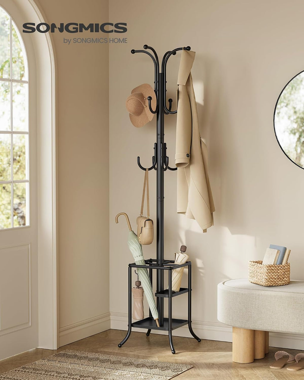 Metal Coat Rack With Umbrella Holder
