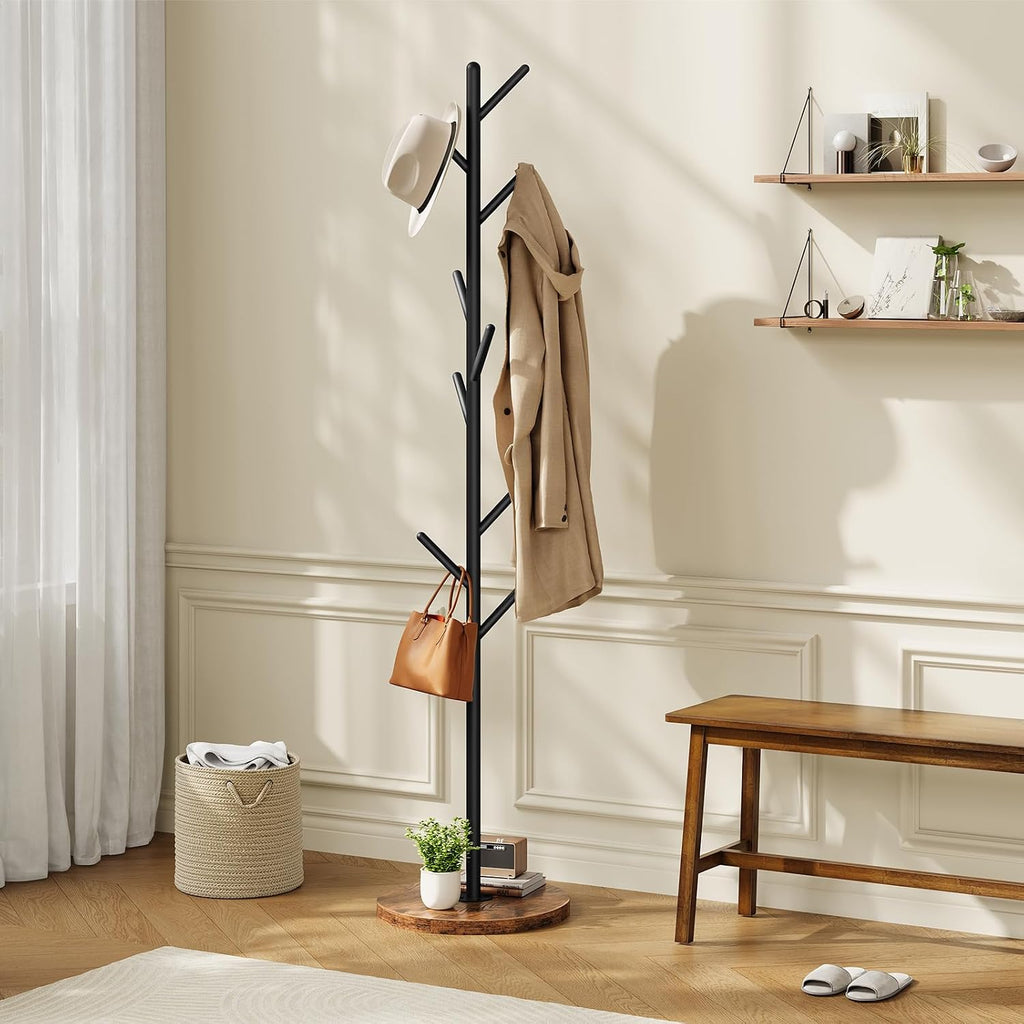 Rustic Brown Wooden Base Coat Rack