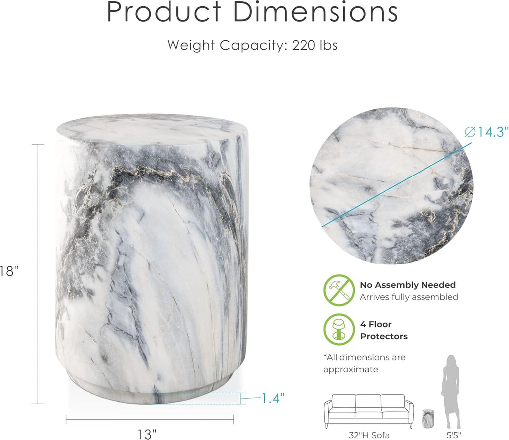 24/7 Shop Ranera Round Marble Side Table