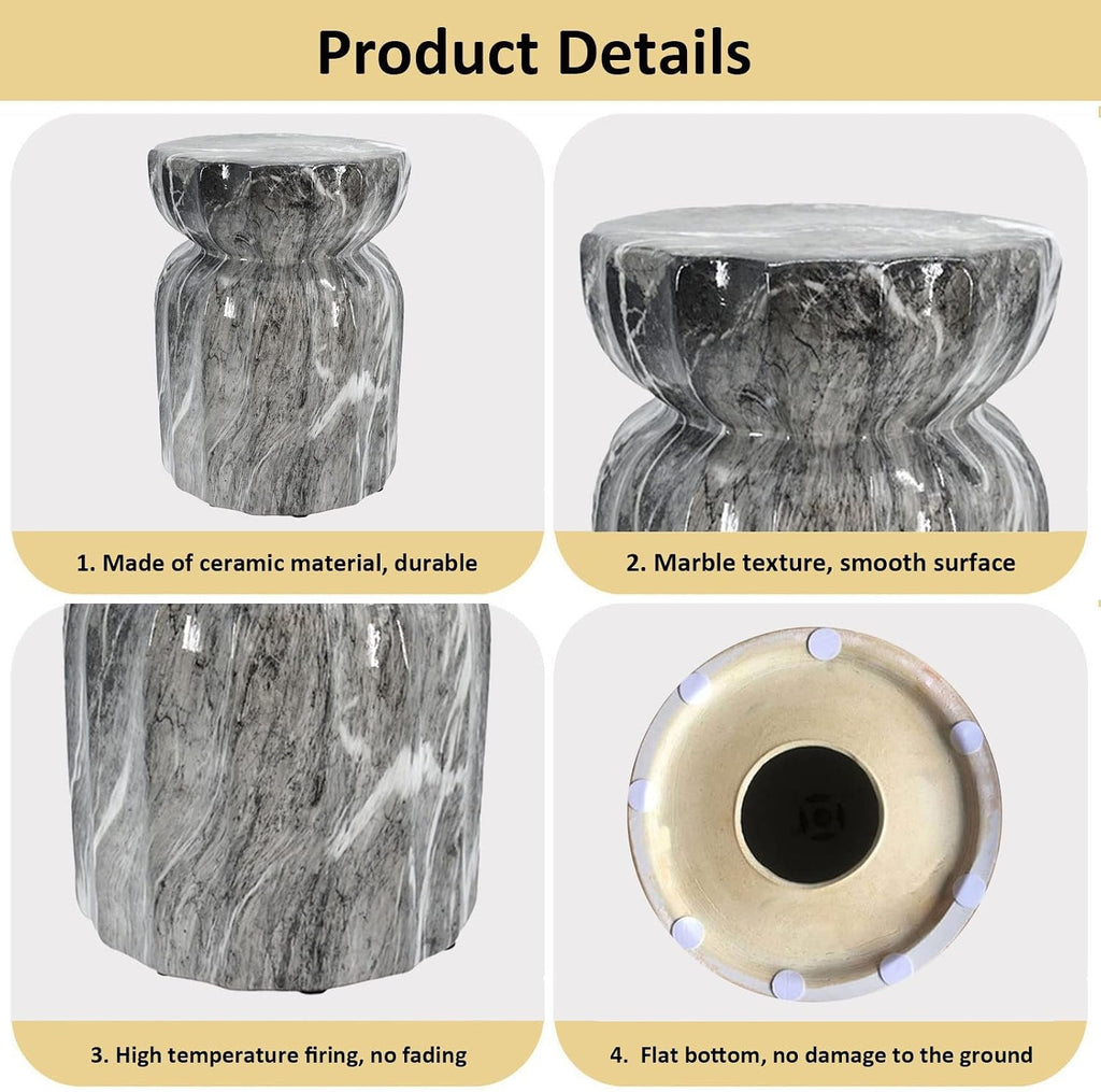 Faux Marble Drum Garden Stool
