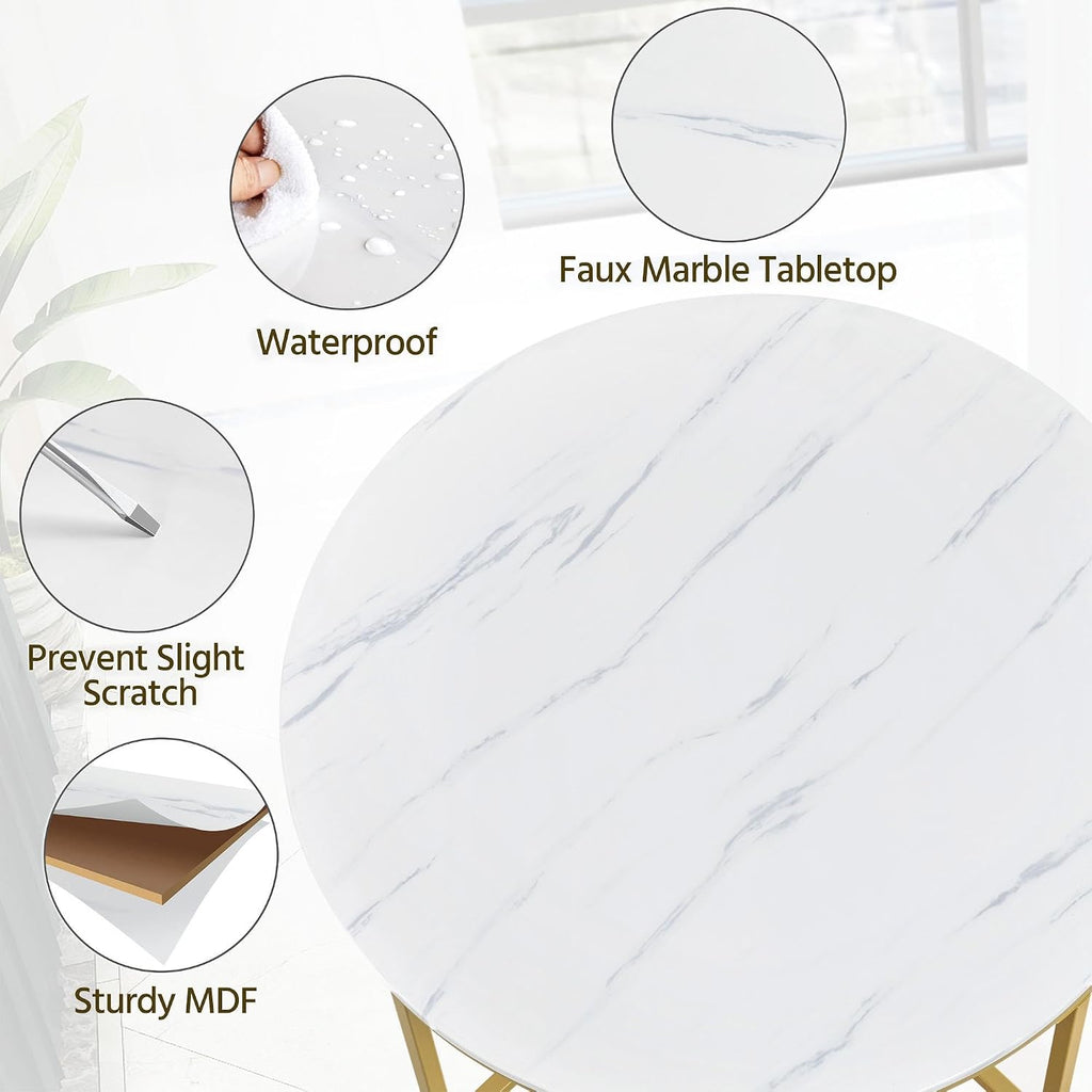 Gold Faux Marble Side Table