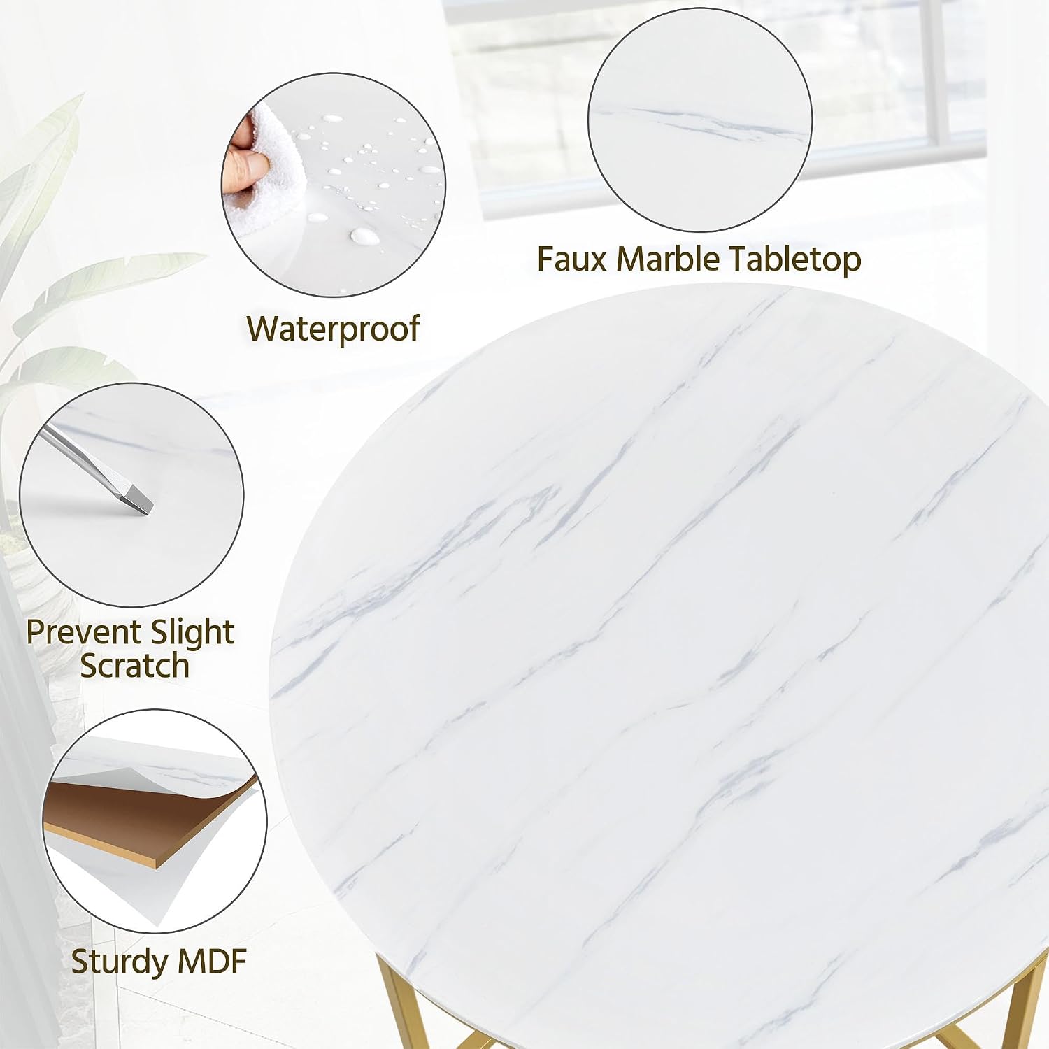 Gold Faux Marble Side Table