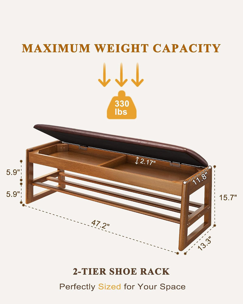 Cushioned Flip Top Storage Shoe Bench