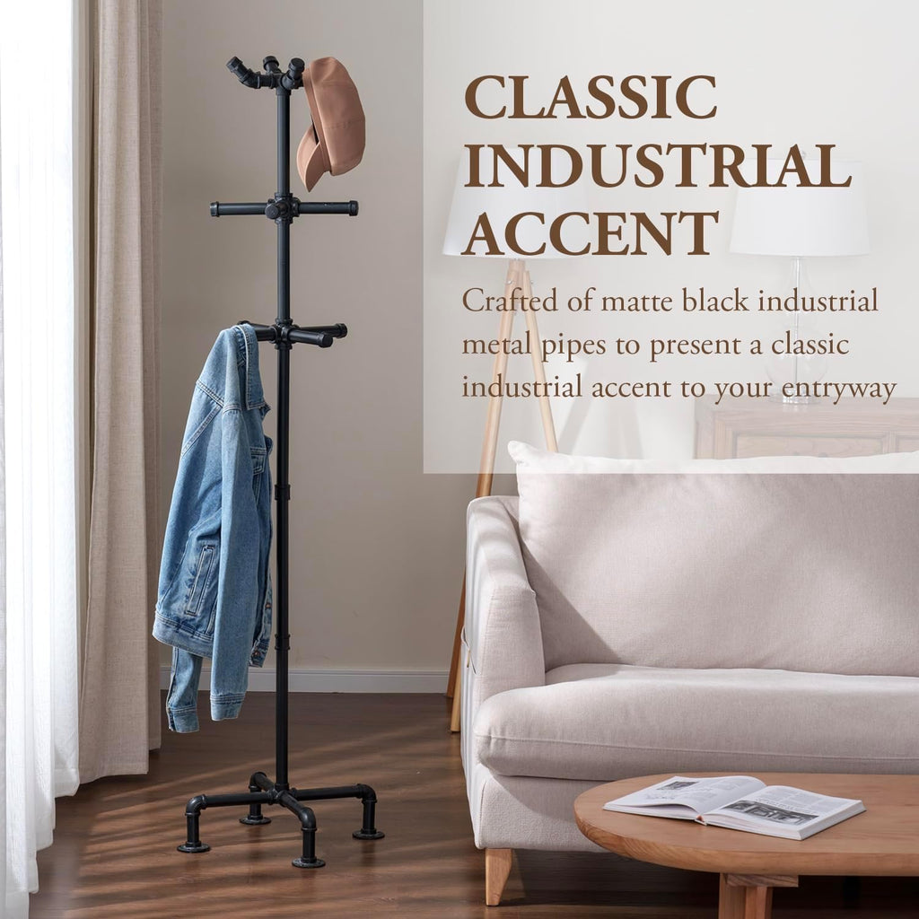 Industrial Pipe Design Coat Rack Stand
