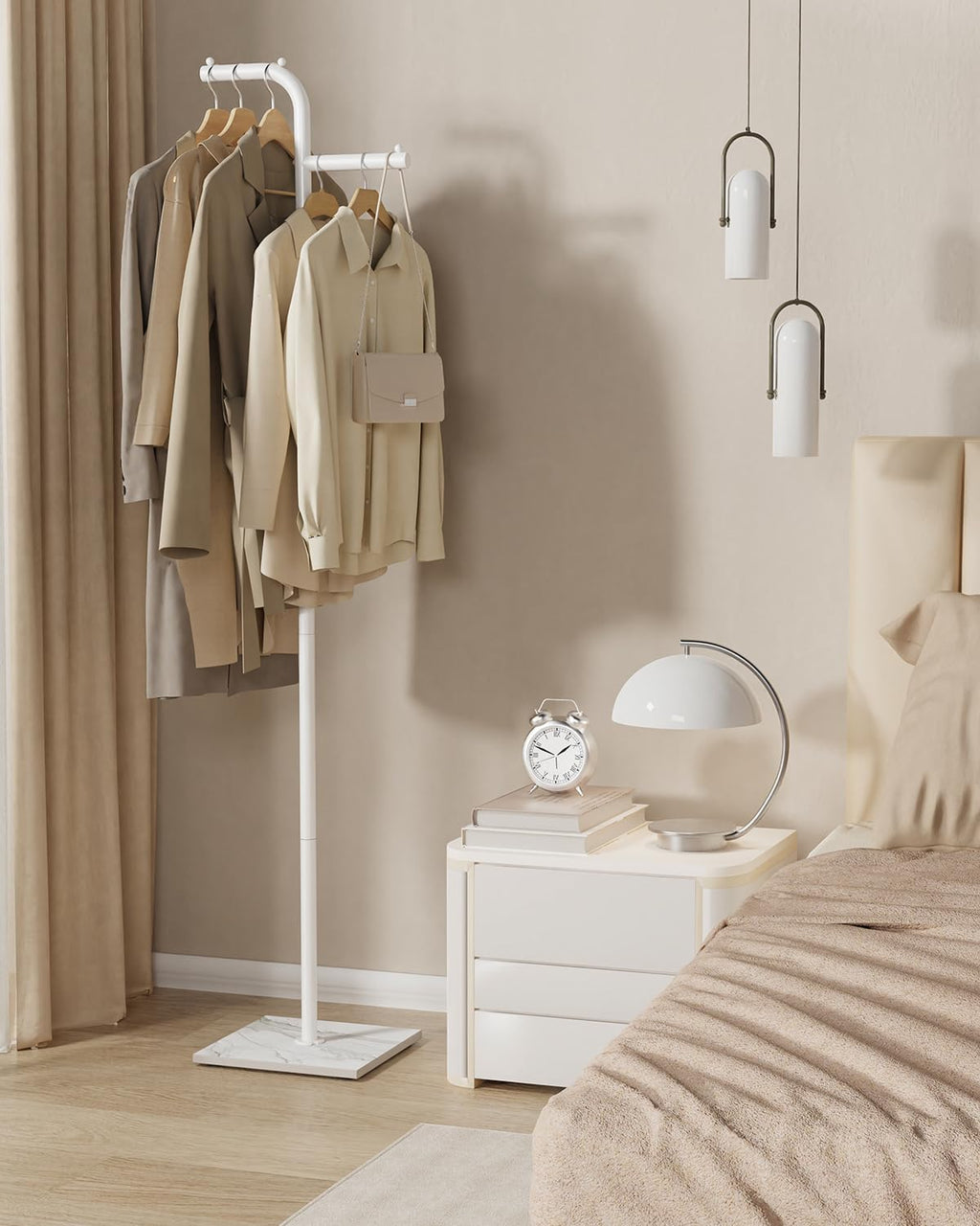 Black Metal Coat Rack With Rock Slab Base